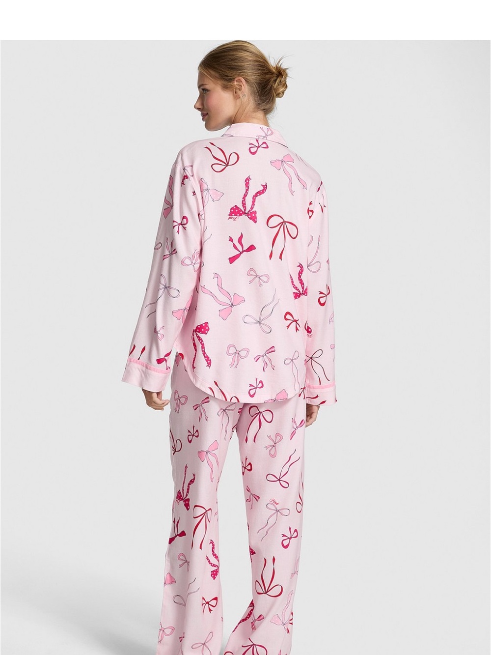 Victoria Secret Pink Bow-Print Cotton Pajama Set - Picture 2 of 5
